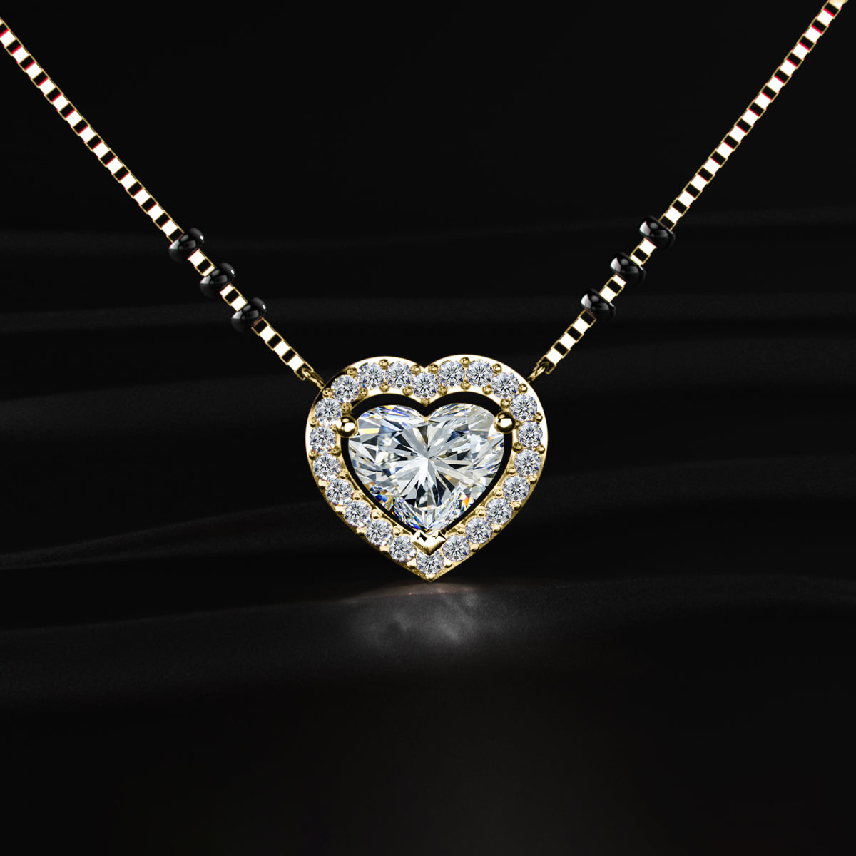 Heart Diamond Halo Mangalsutra