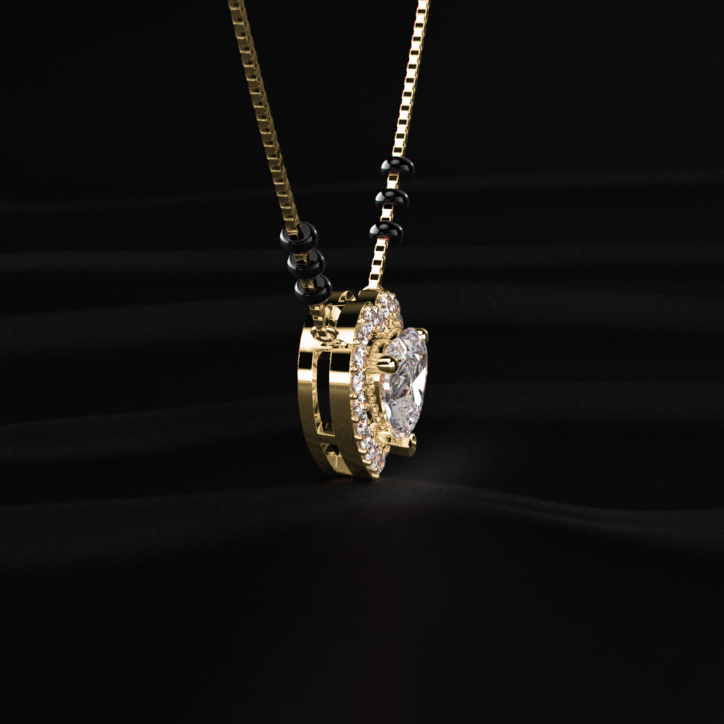 Heart Diamond Halo Mangalsutra