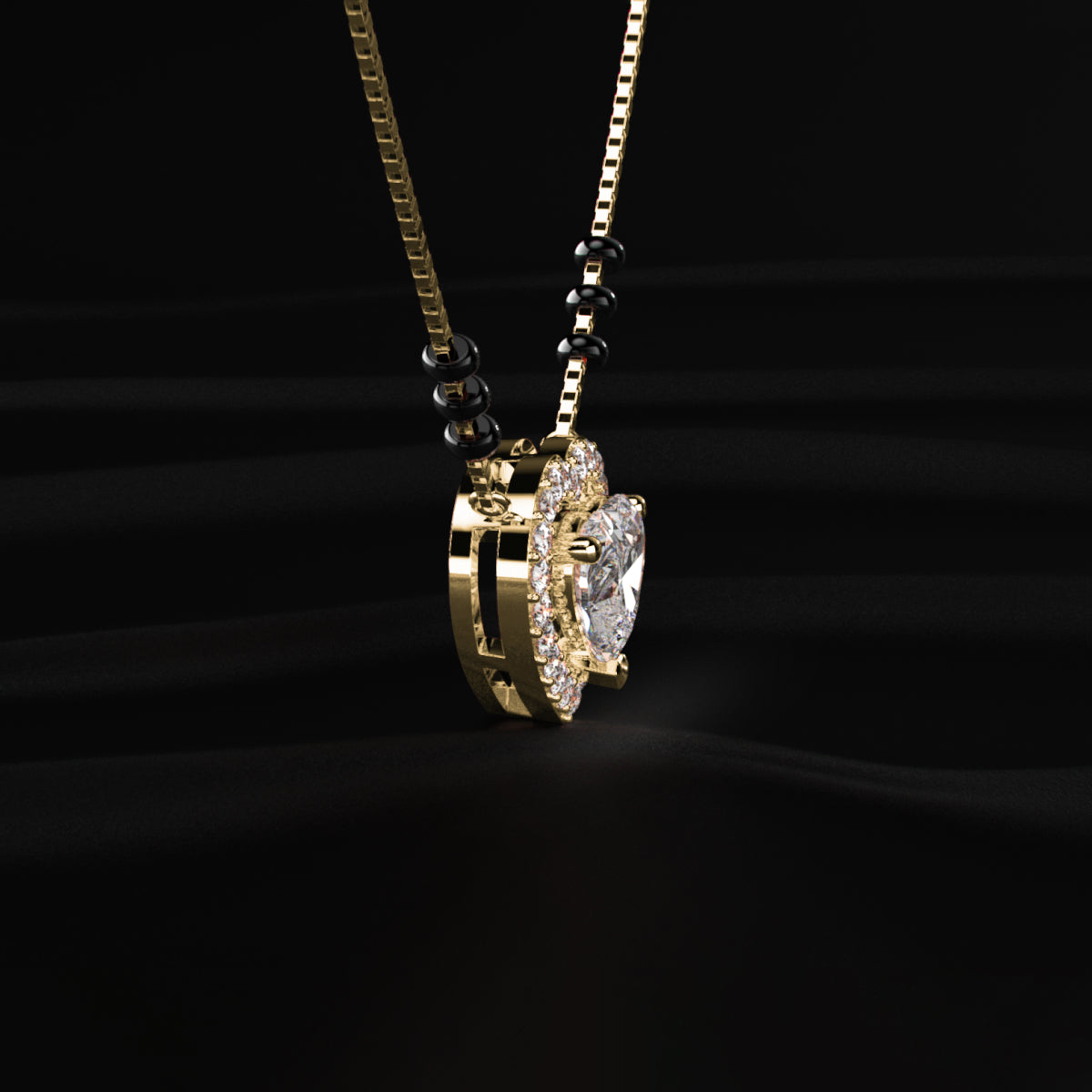 Heart Diamond Halo Mangalsutra