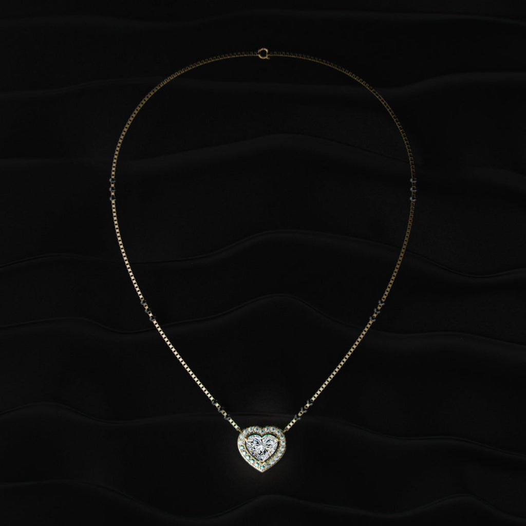 Heart Diamond Halo Mangalsutra