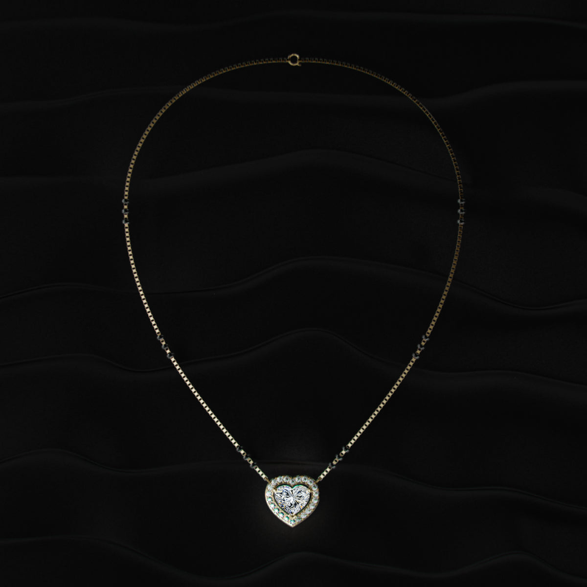 Heart Diamond Halo Mangalsutra