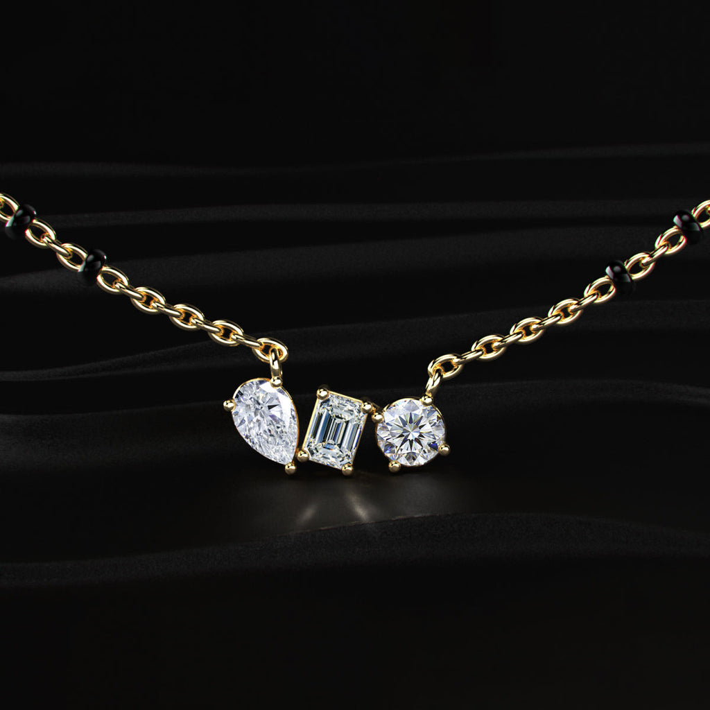 Three Mix Shape Pendant Mangalsutra