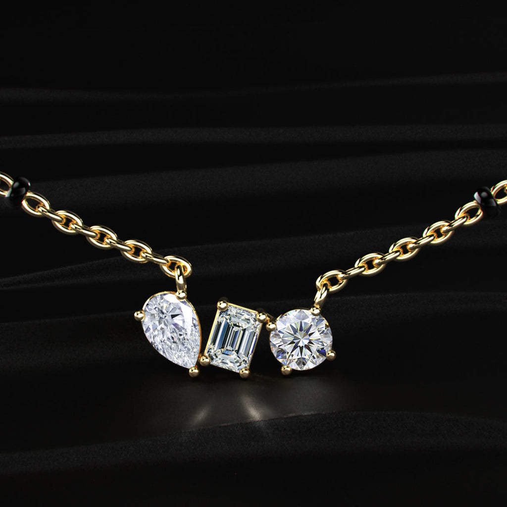 Three Mix Shape Pendant Mangalsutra