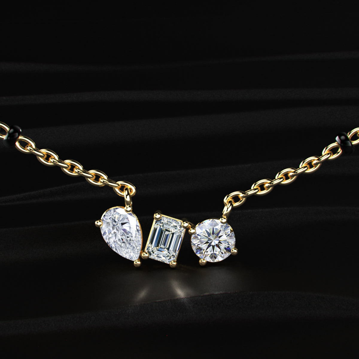 Three Mix Shape Pendant Mangalsutra