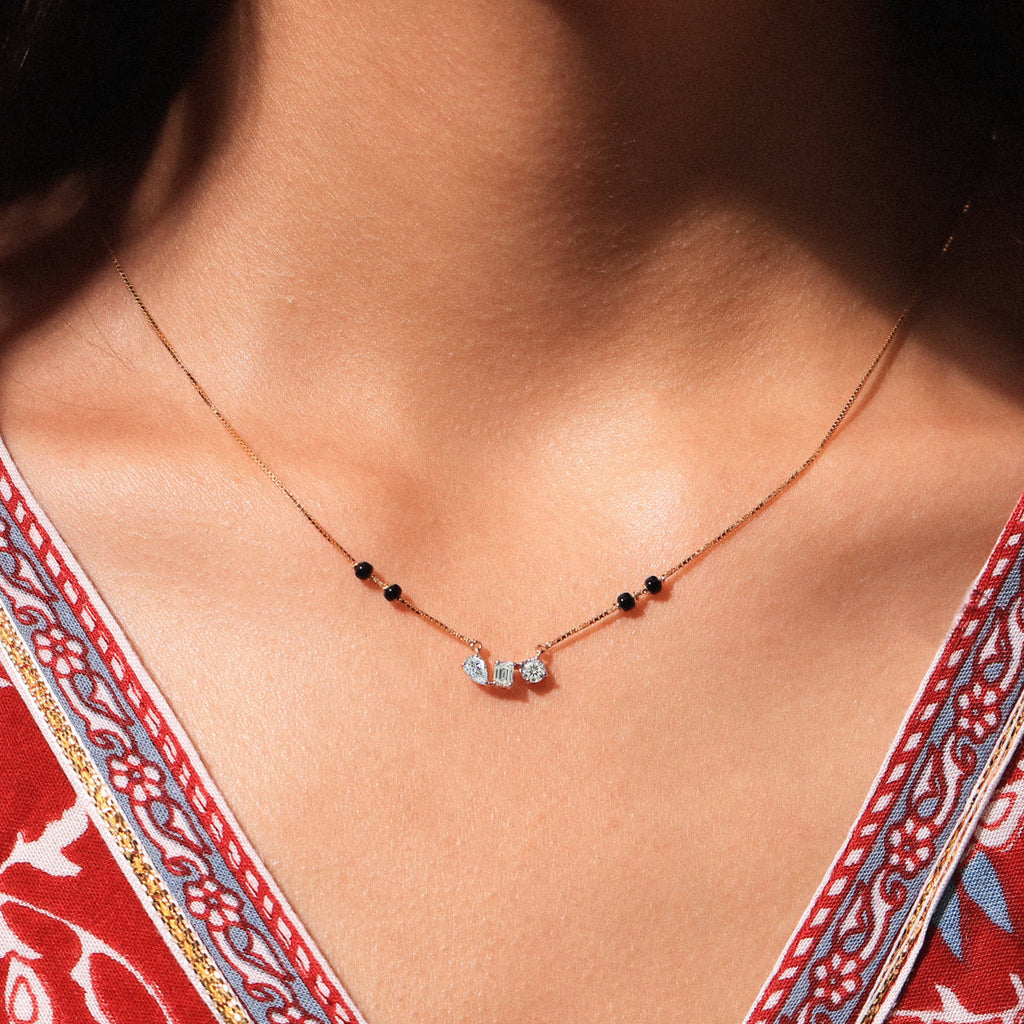 Three Mix Shape Pendant Mangalsutra