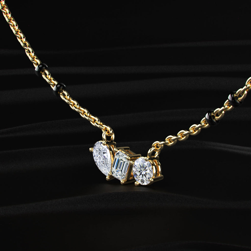 Three Mix Shape Pendant Mangalsutra