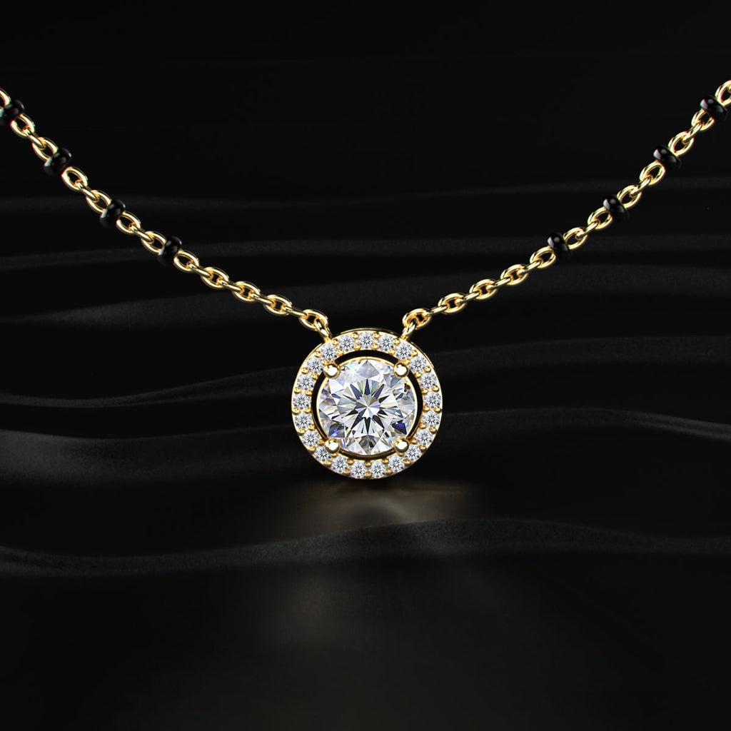 Round Diamond Halo Mangalsutra
