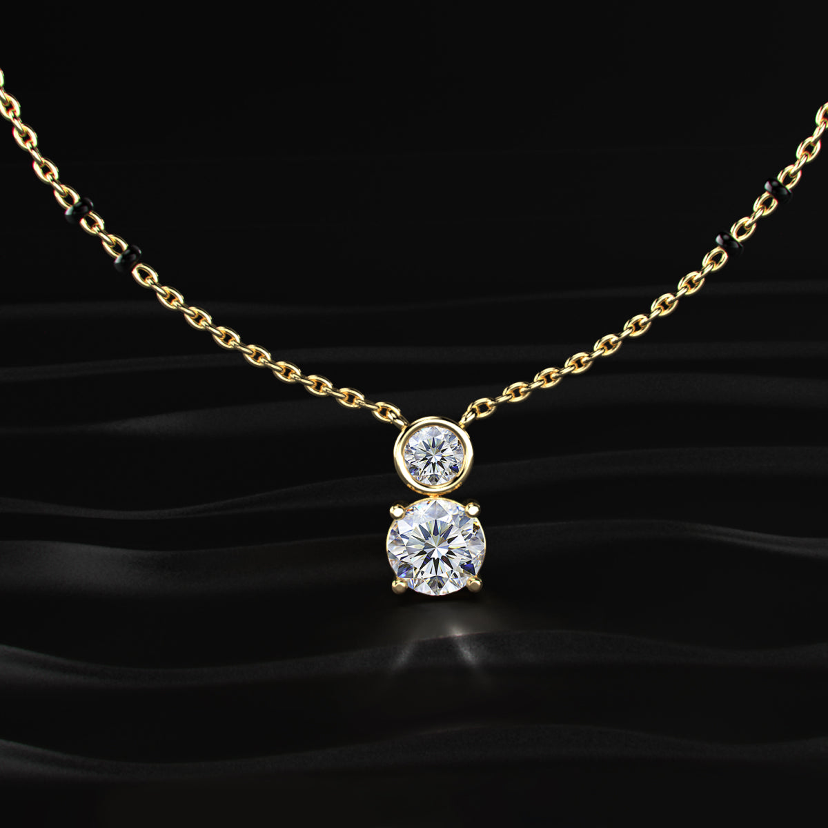 Round Shape Two Diamond Mangalsutra