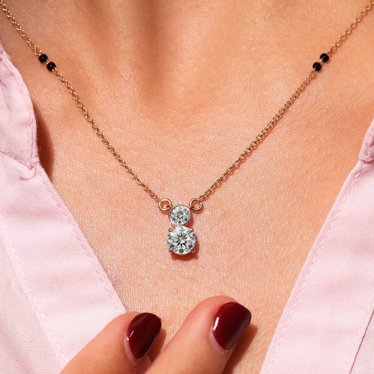 Round Shape Two Diamond Mangalsutra