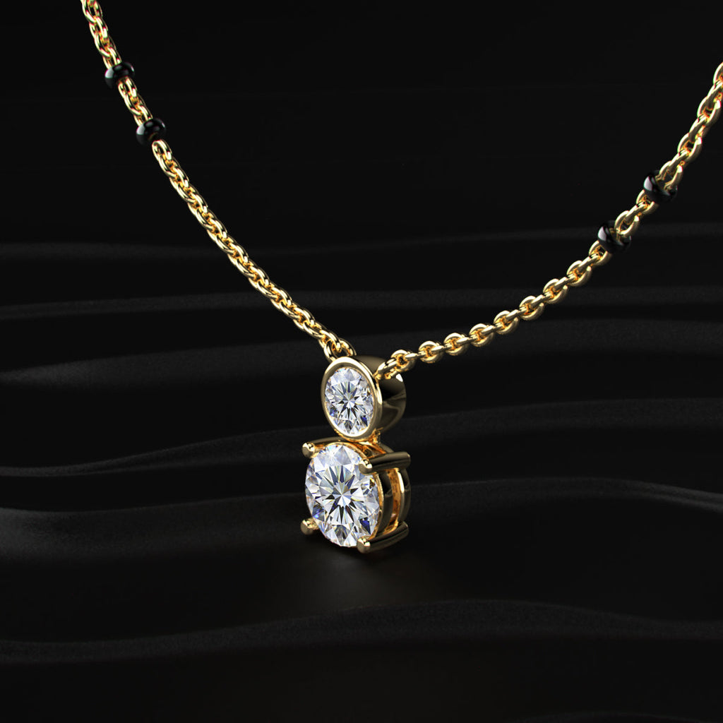 Round Shape Two Diamond Mangalsutra
