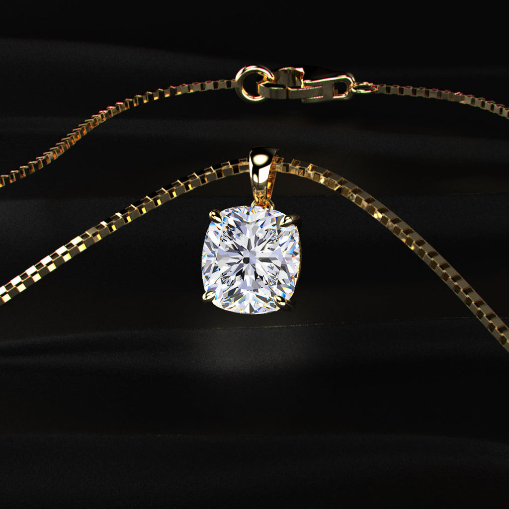 Cushion Cut Diamond Solitaire Pendant