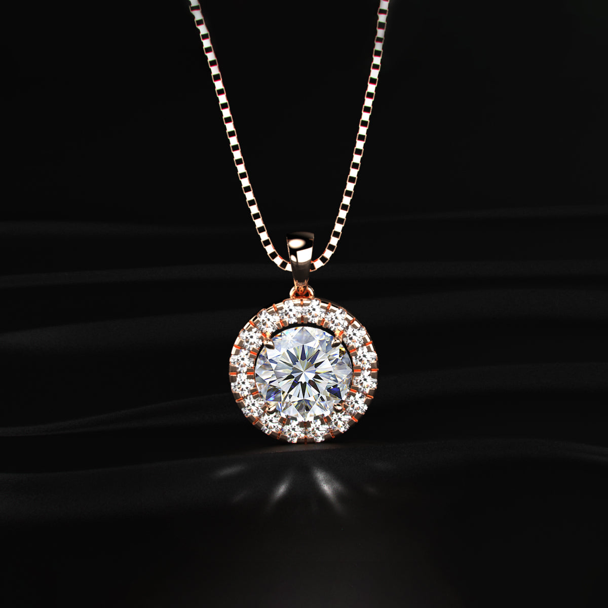 Round Diamond Halo Pendant