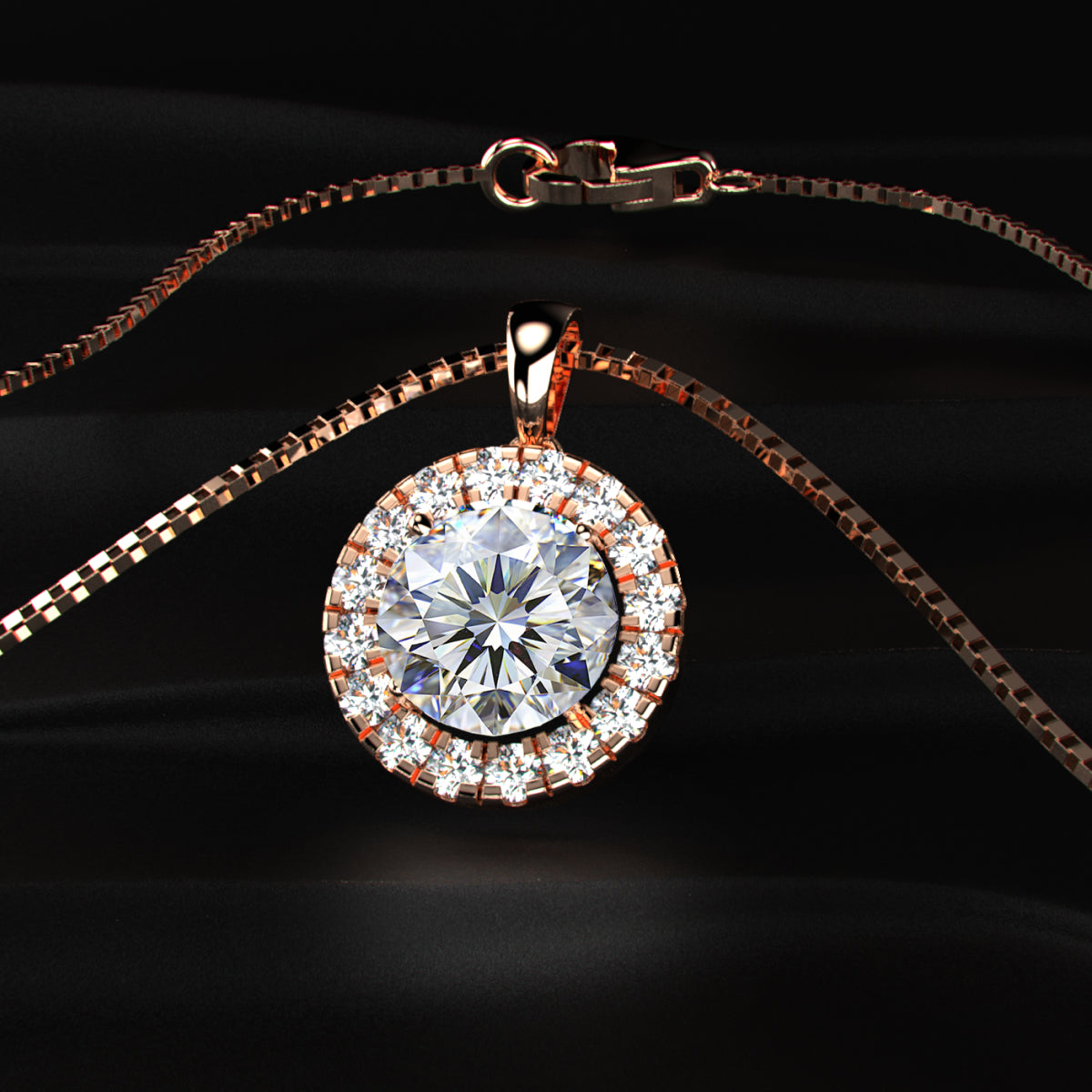 Round Diamond Halo Pendant