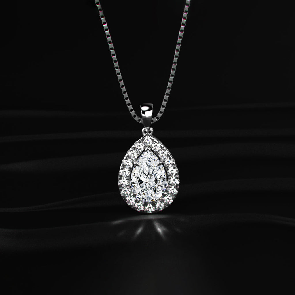 Pear Diamond Halo Pendant