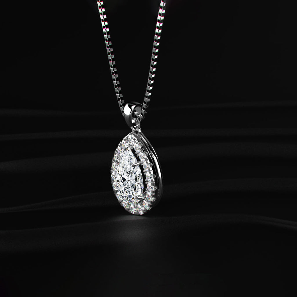 Pear Diamond Halo Pendant