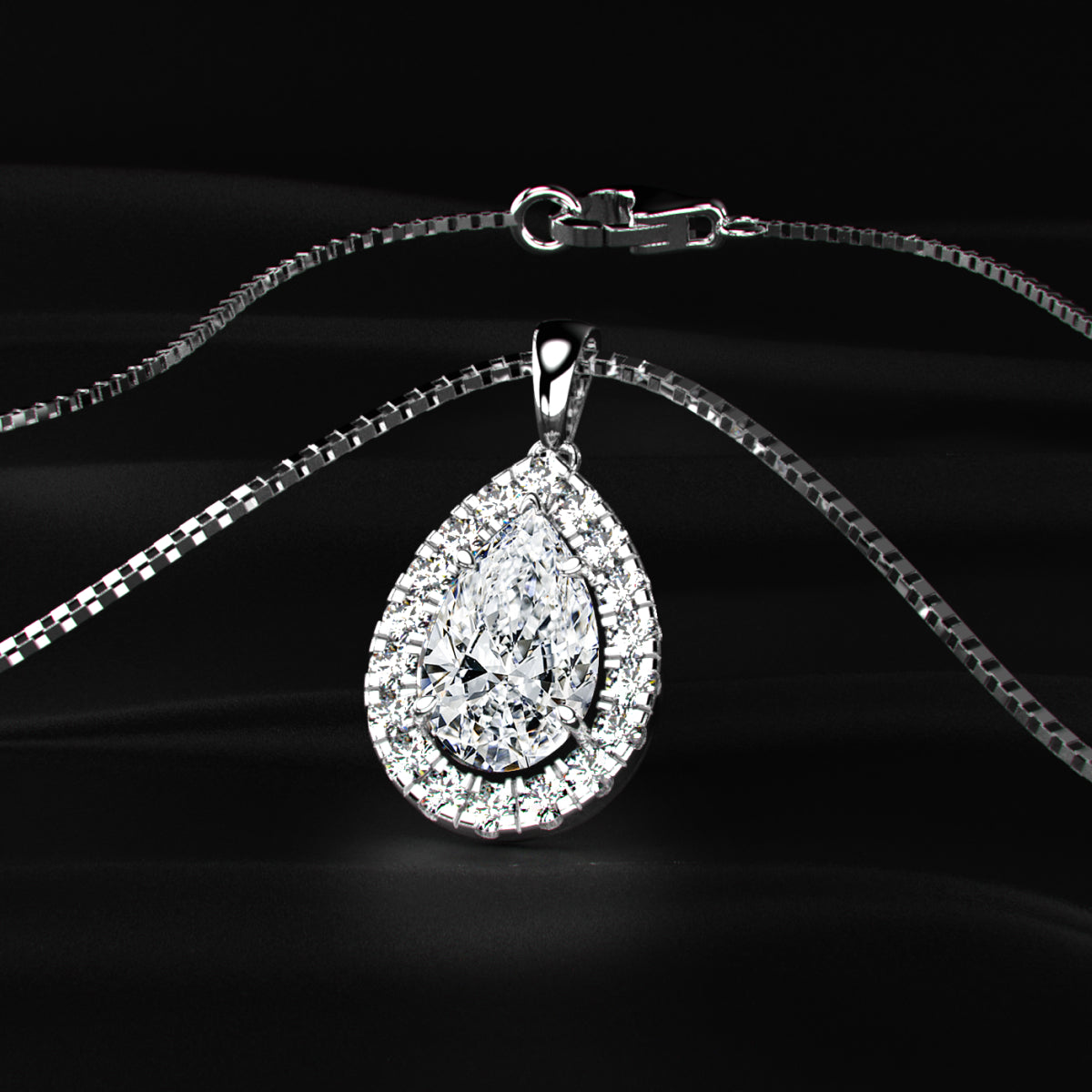 Pear Diamond Halo Pendant