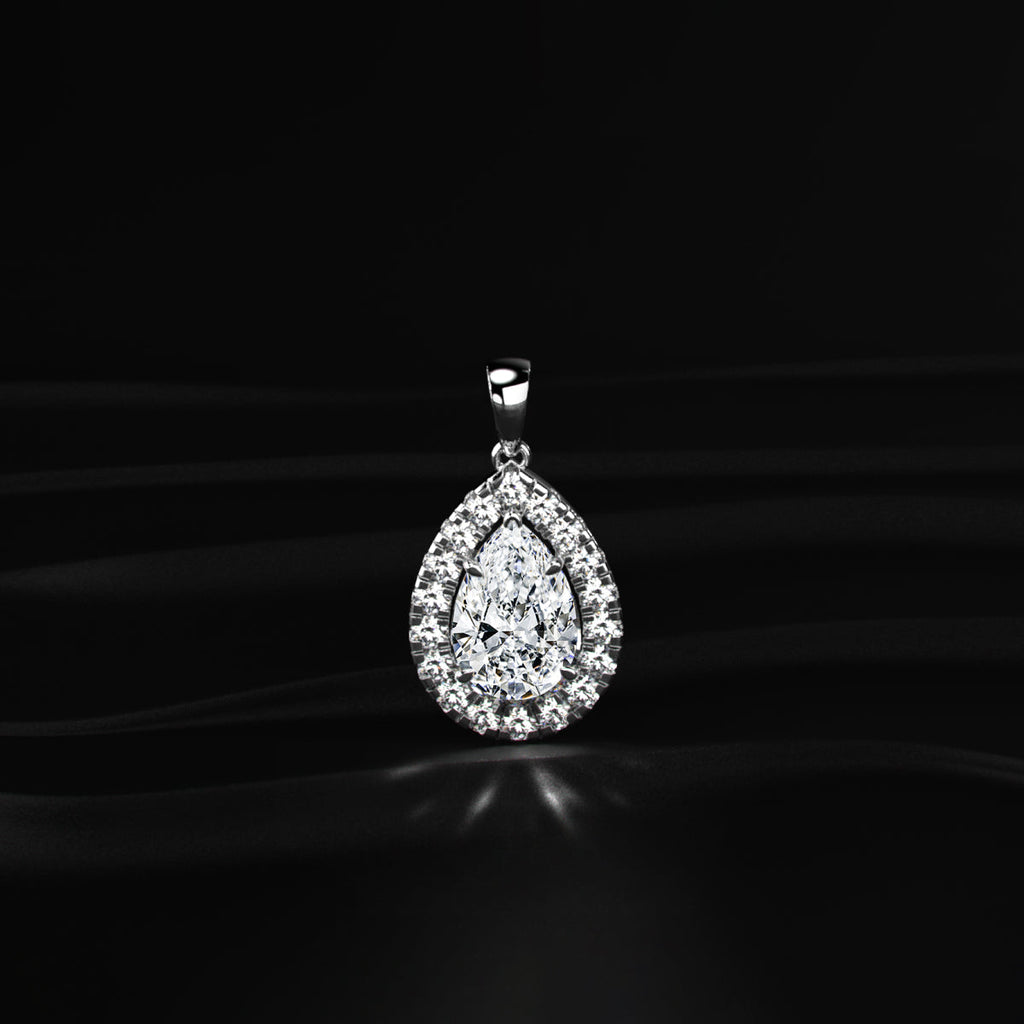 Pear Diamond Halo Pendant