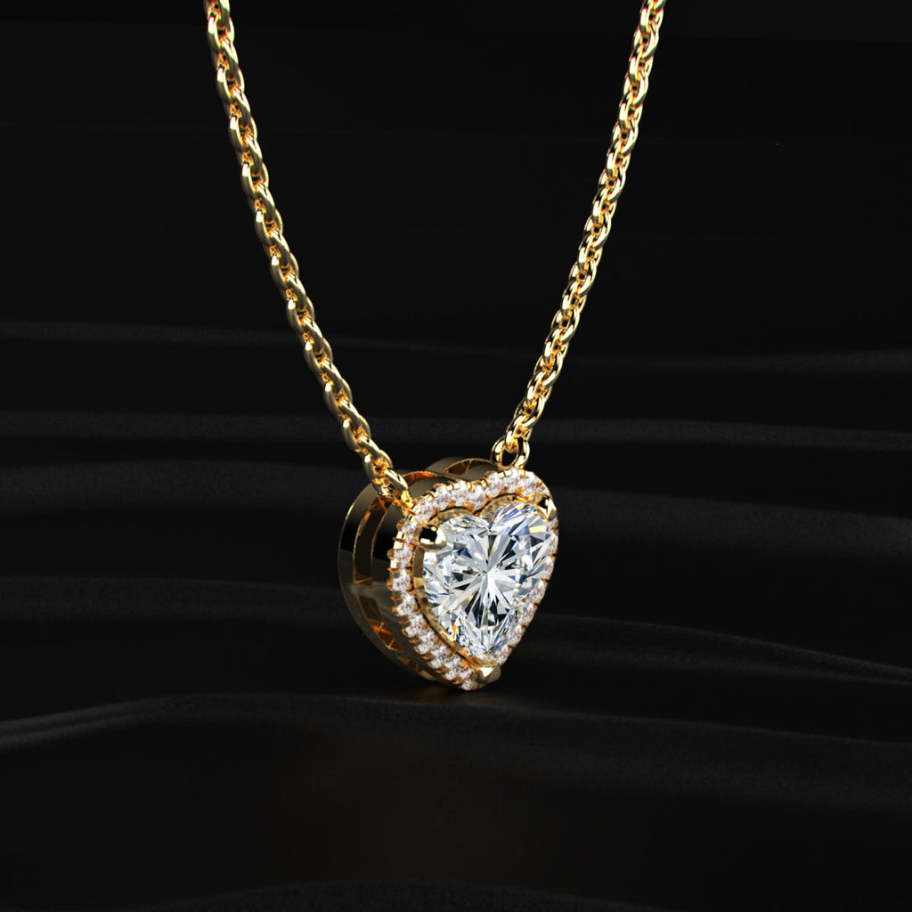 Heart Diamond Halo Pendant