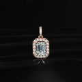 Emerald Diamond Halo Pendant