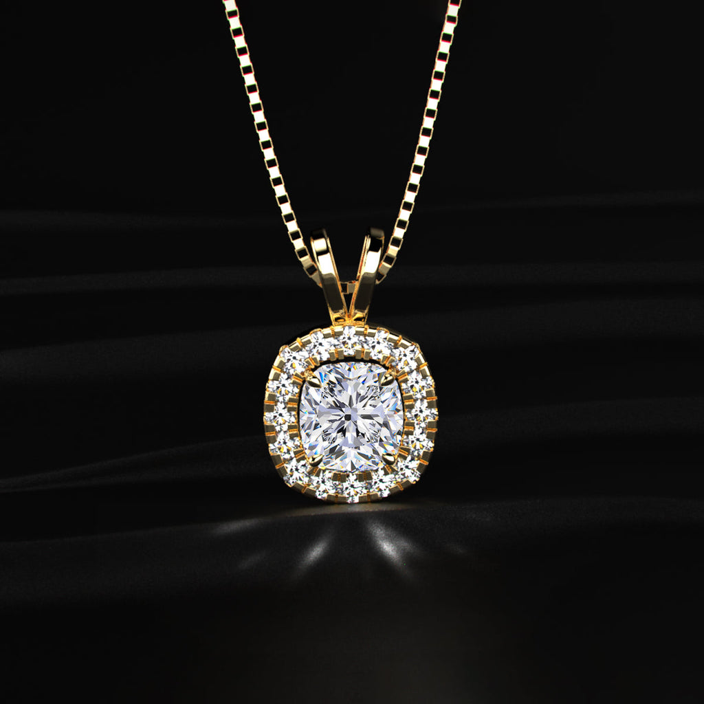Cushion Diamond Halo Pendant