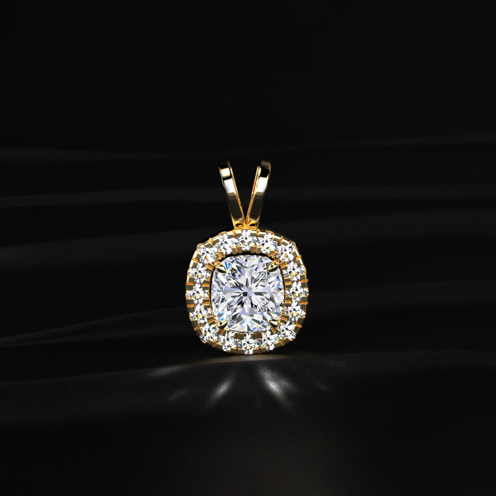Cushion Diamond Halo Pendant