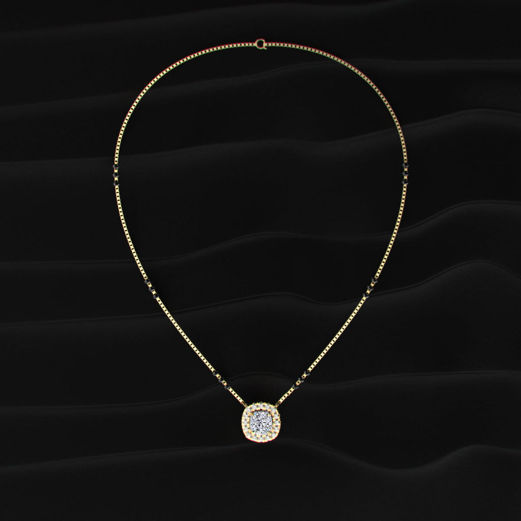 Cushion Diamond Halo Mangalsutra