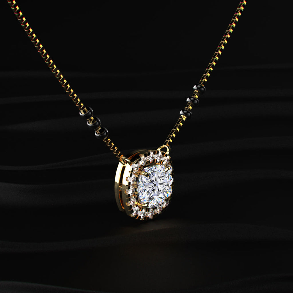Cushion Diamond Halo Mangalsutra