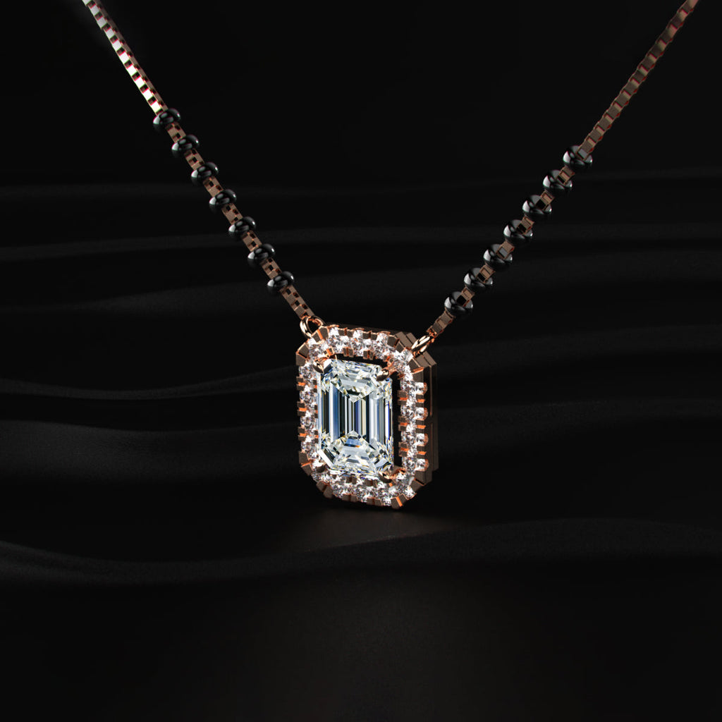 Emerald Diamond Halo Mangalsutra