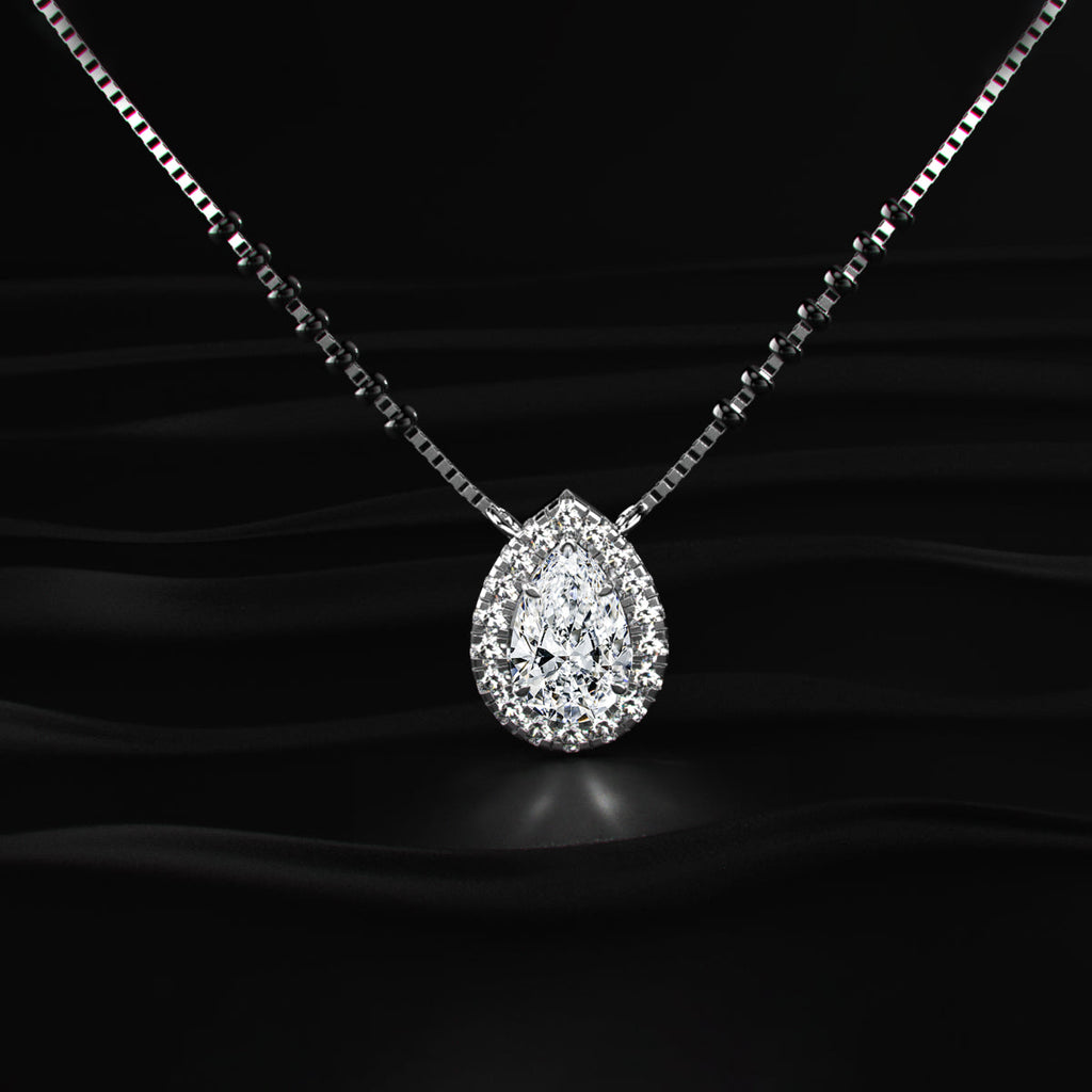 Pear Diamond Halo Mangalsutra