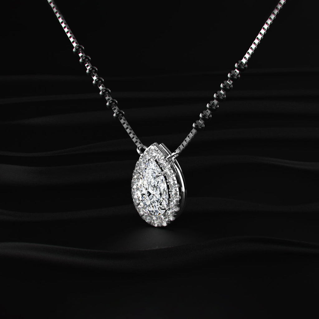 Pear Diamond Halo Mangalsutra