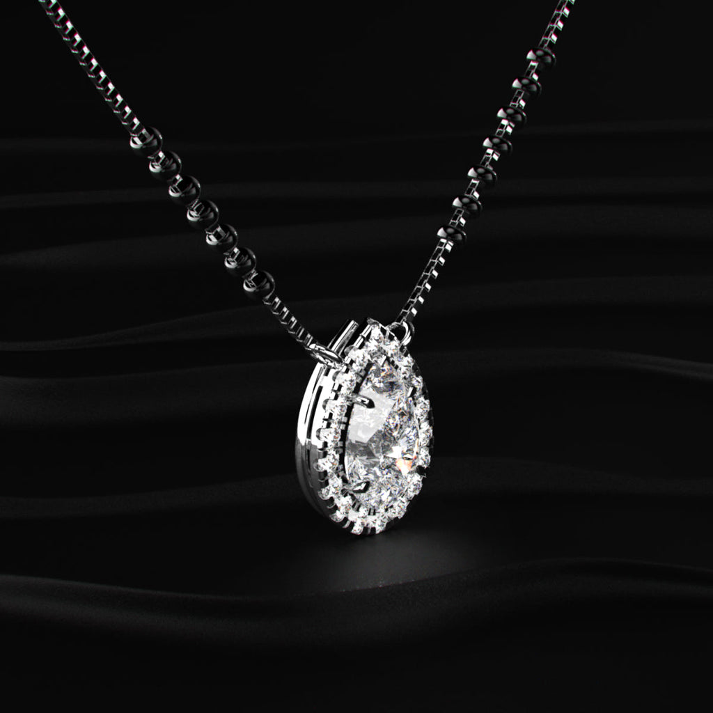 Pear Diamond Halo Mangalsutra