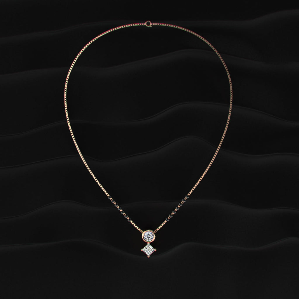 Round And Princess Duo Diamond Mangalsutra