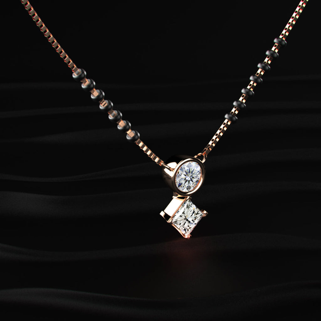 Round And Princess Duo Diamond Mangalsutra