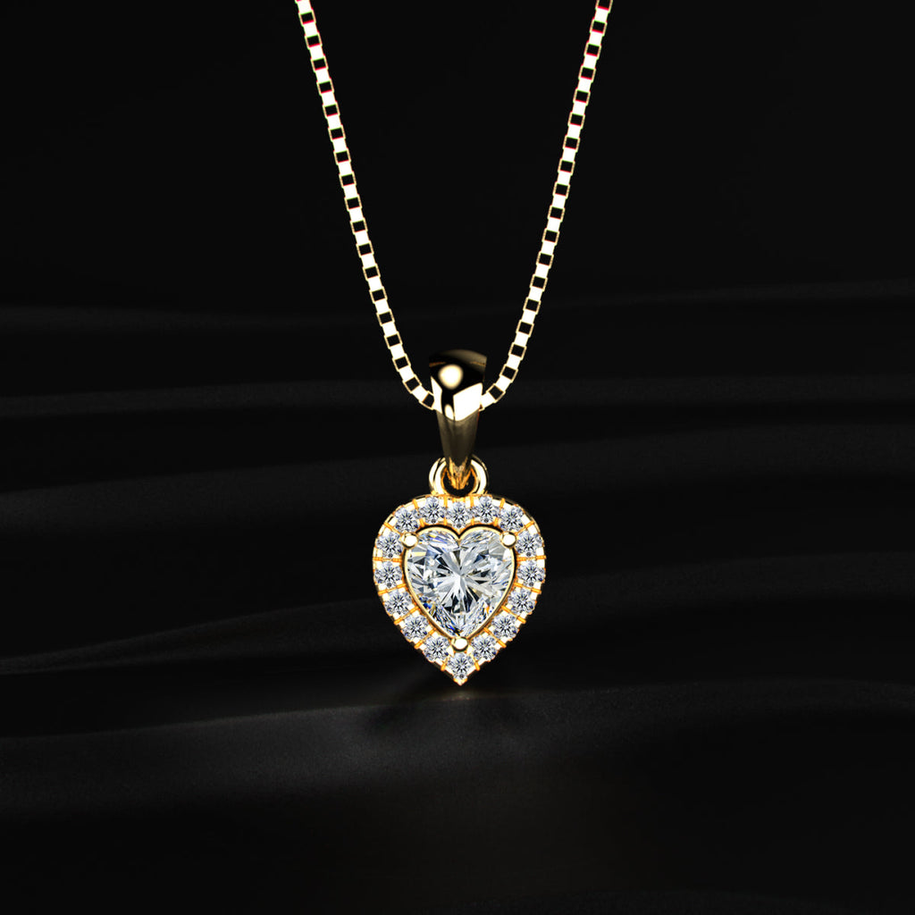 Heart Shaped Diamond Halo Pendant