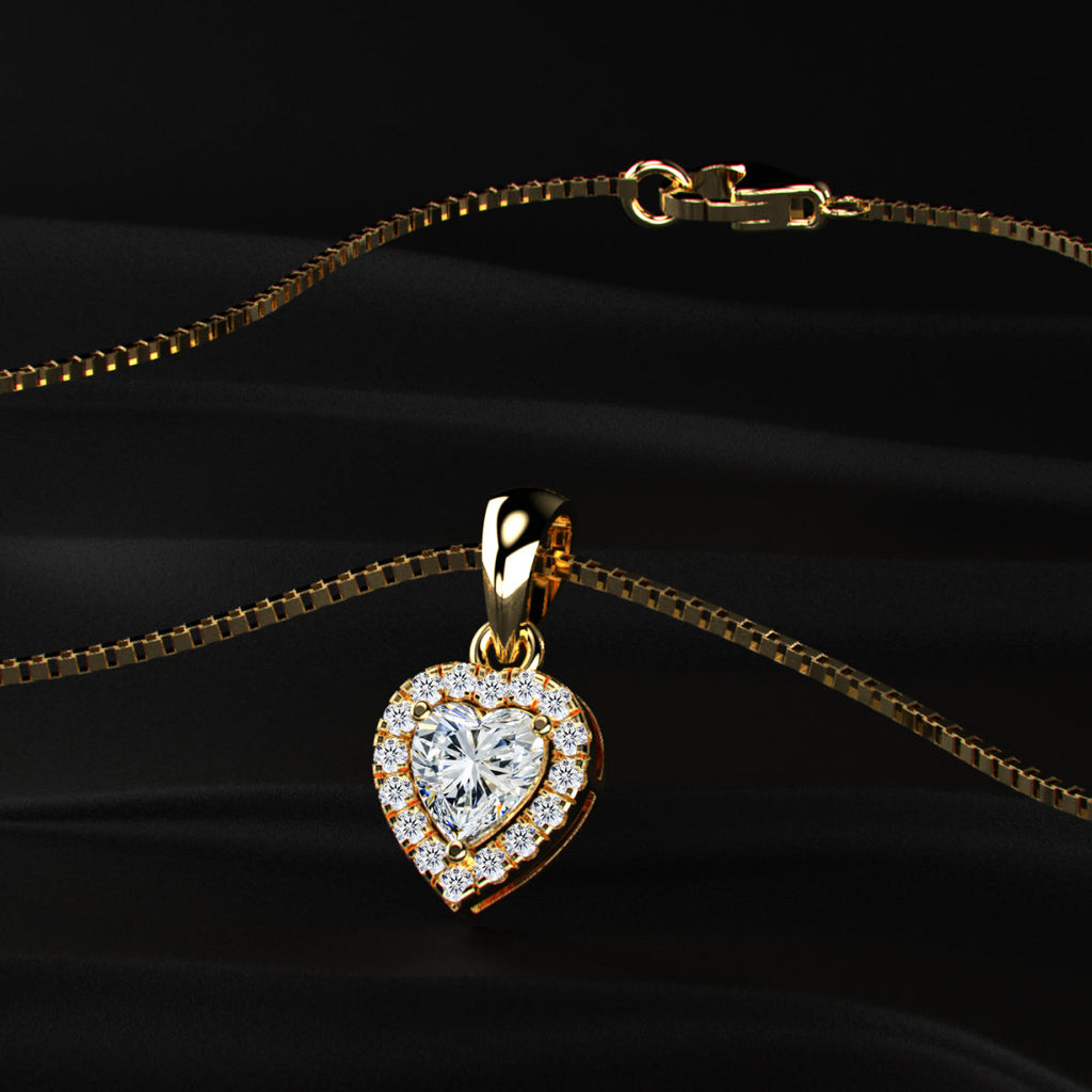Heart Shaped Diamond Halo Pendant