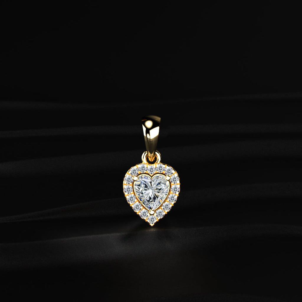 Heart Shaped Diamond Halo Pendant