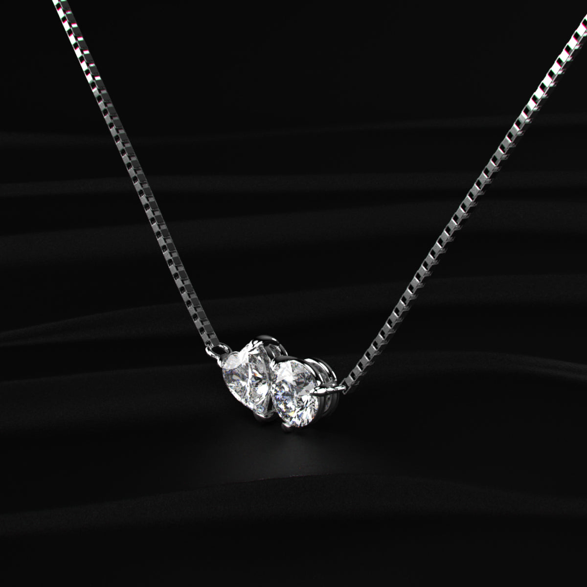 Toi Et Moi Heart and Round Necklace