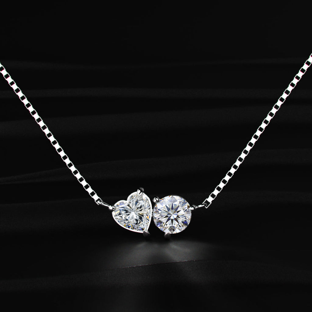 Toi Et Moi Heart and Round Necklace