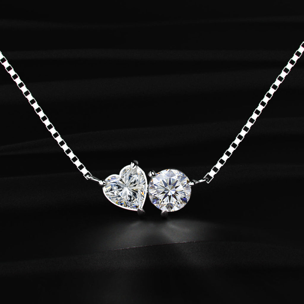 Toi Et Moi Heart and Round Necklace