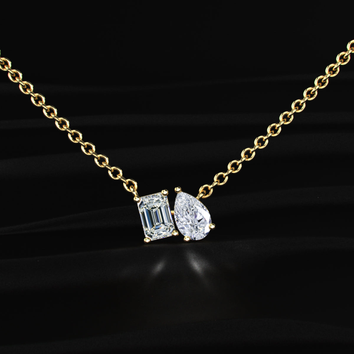 Toi Et Moi Emerald And Pear Necklace