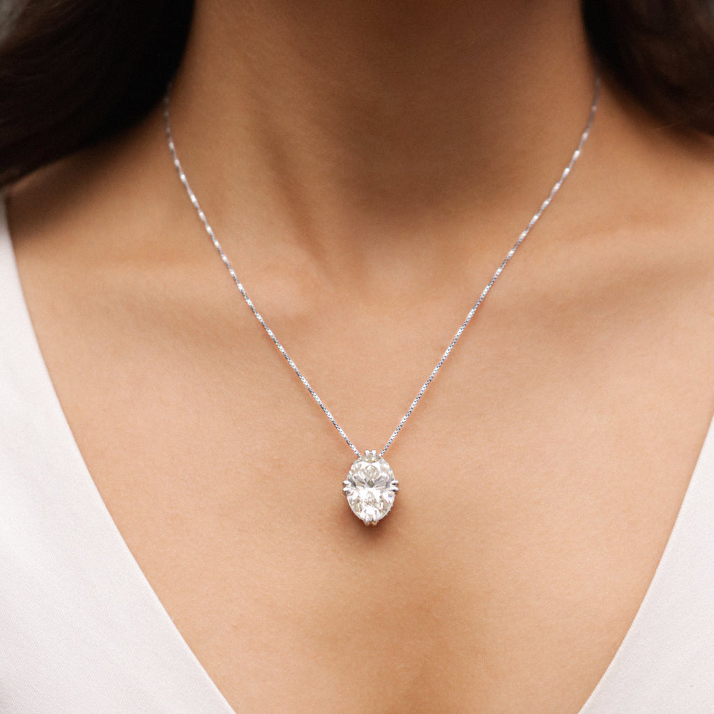 10 Ct Oval Solitaire Pendant With Hidden Halo