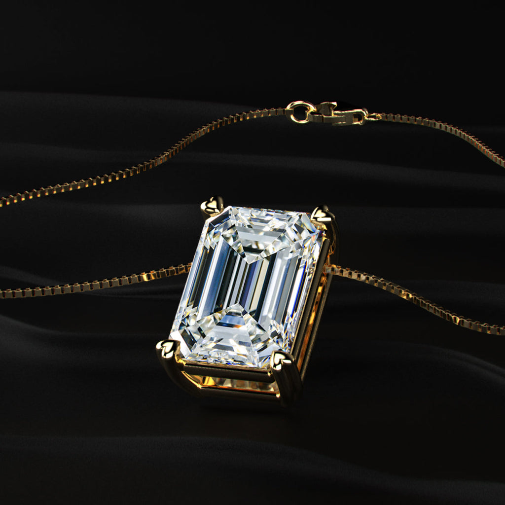 12 Carat Emerald Cut Solitaire Pendant