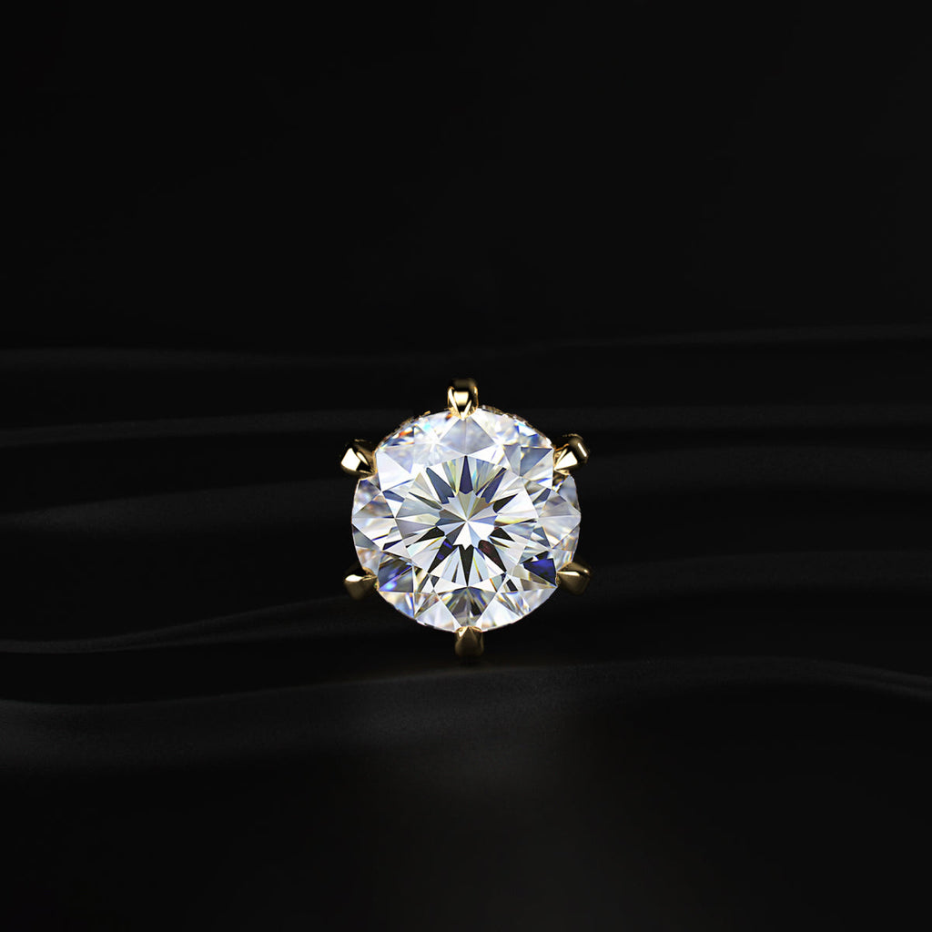 5Ct Round Solitaire Diamond Pendant With Hidden Halo