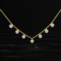 Round Diamond Bezel Drop Station Necklace