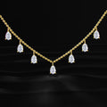 Pear Diamond Station Drop Necklace