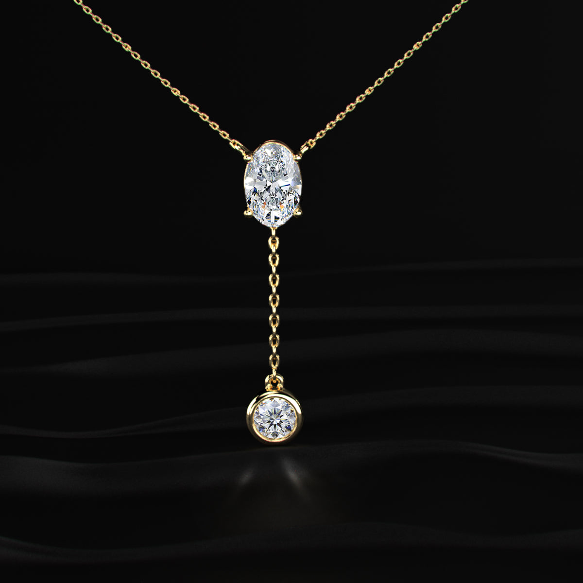 Dual Drop Diamond Y Shaped Necklace