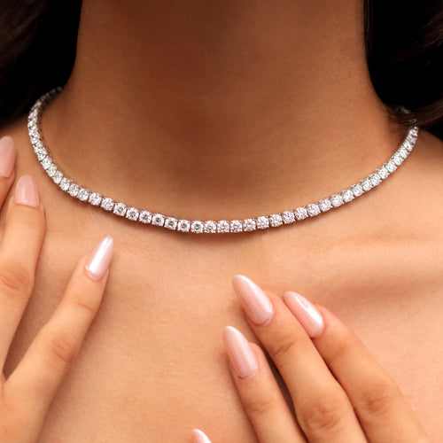 0.30 Pointer Round Diamond Tennis Necklace