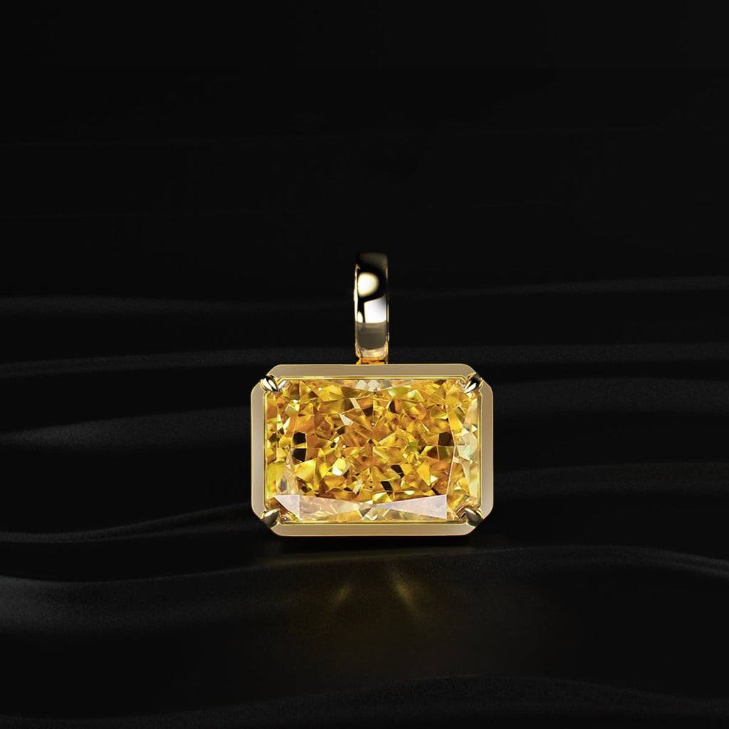 Yellow Radiant Cut Solitaire Bezel Pendant