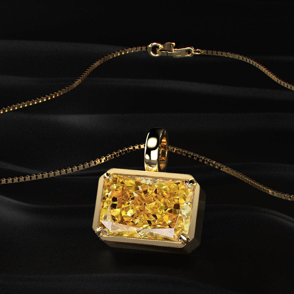 Yellow Radiant Cut Solitaire Bezel Pendant