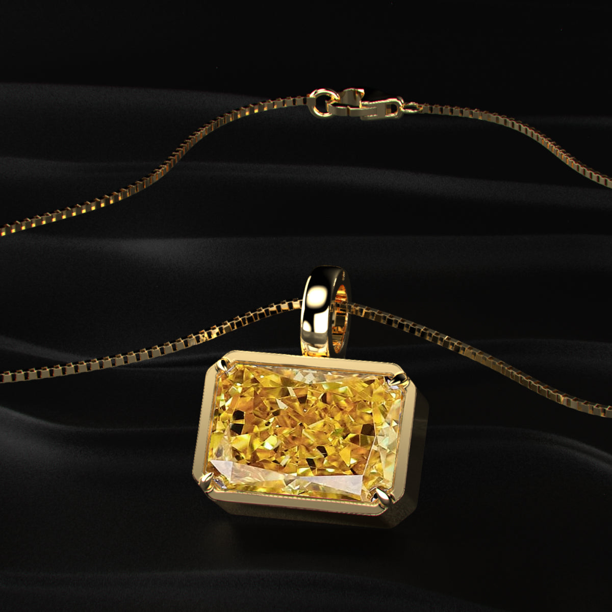 Yellow Radiant Cut Solitaire Bezel Pendant